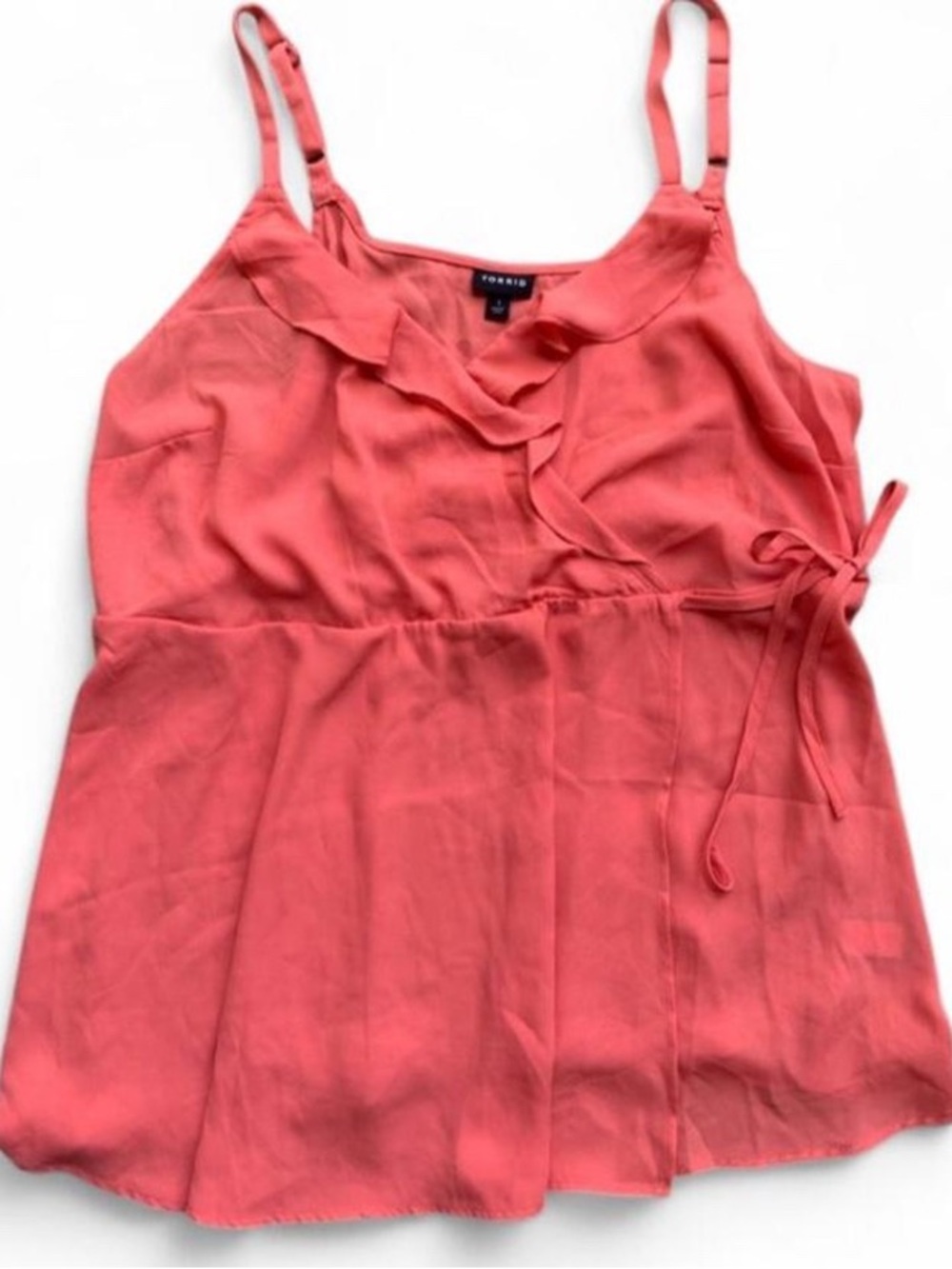 Balletcore Boho Babydoll Faux Wrap Salmon Colored Camisole